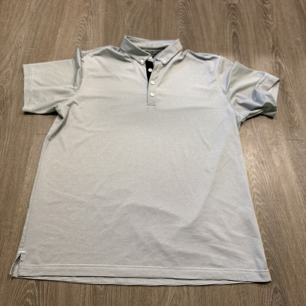 Adidas Adipure Polo Shirt Mens L Grey White  Striped Stretch Golf NWOT